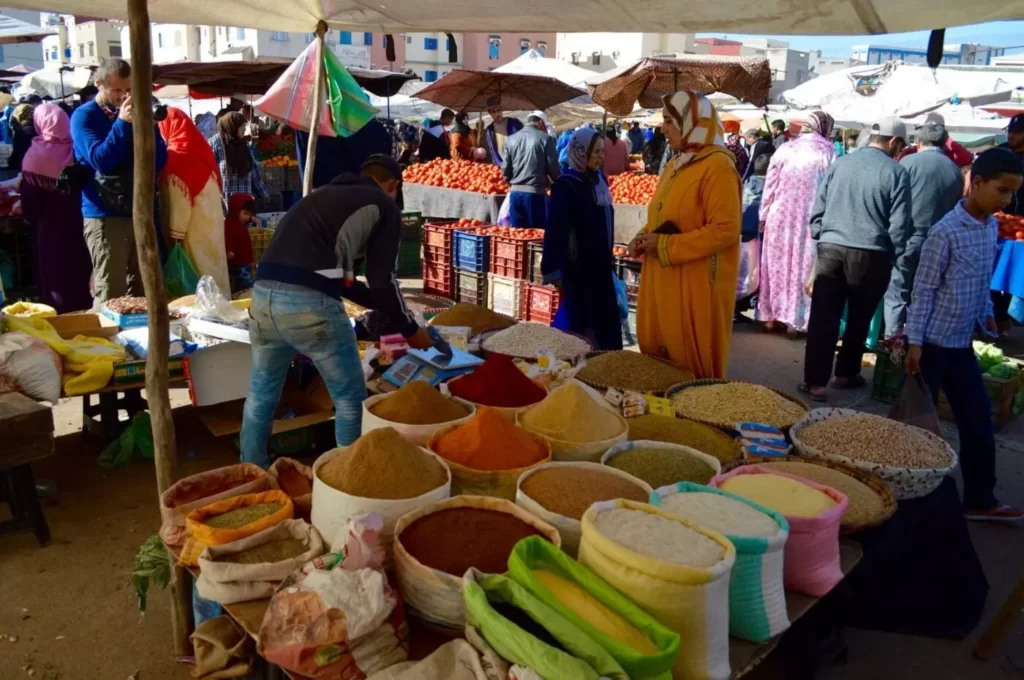 Moroccan spices being sold in the street markets of Morocco